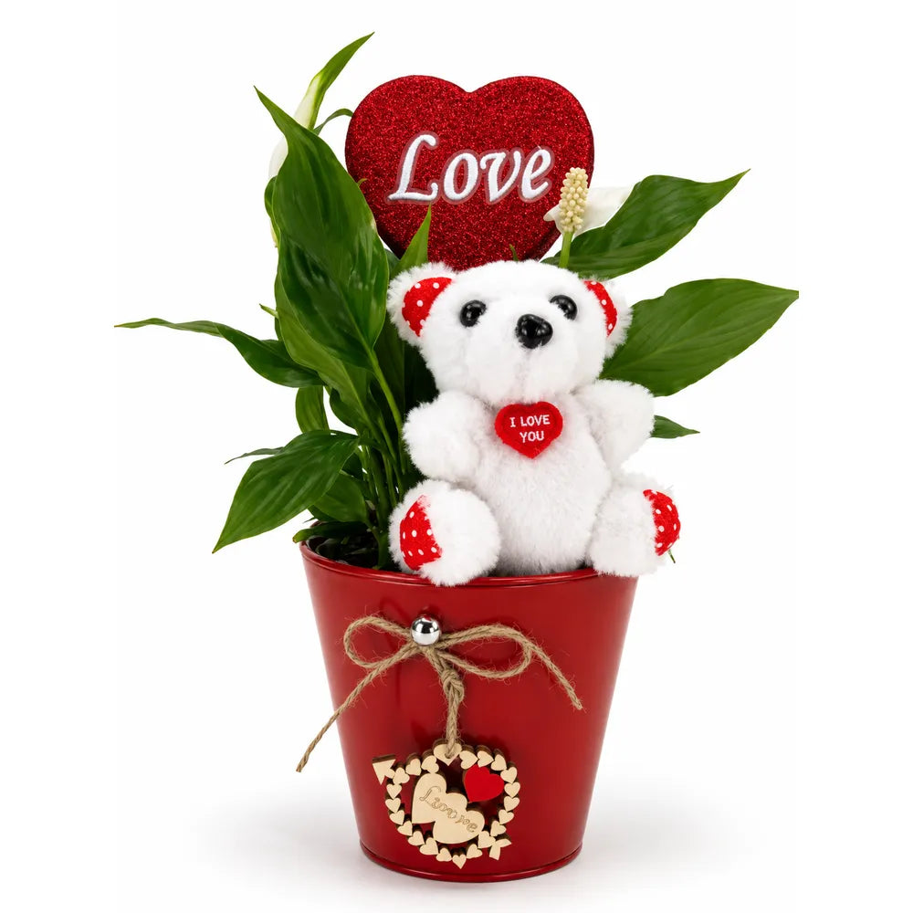 Μεταλλικό Κασπώ Κόκκινο με Αρκουδάκι Love – 21472-3