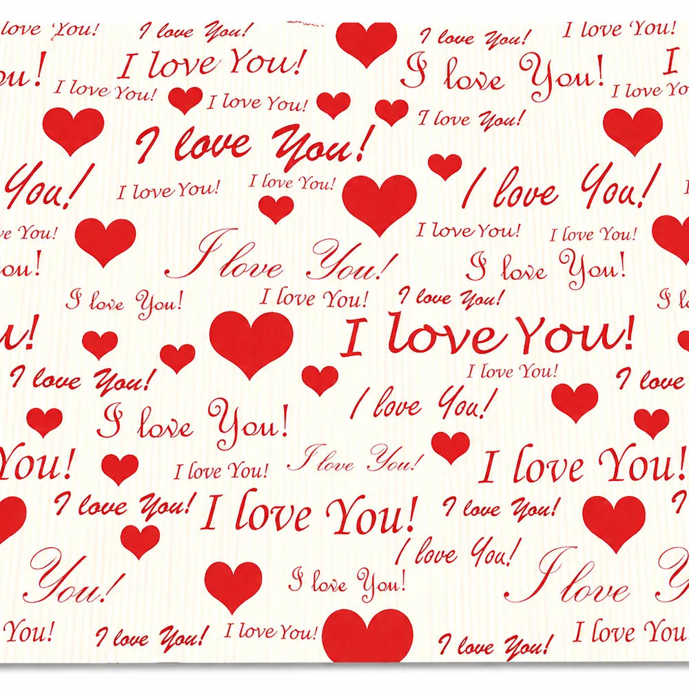 Φύλλο Οντουλέ για Ανθοδέσμες I Love You με Κόκκινες Καρδιές – 21777