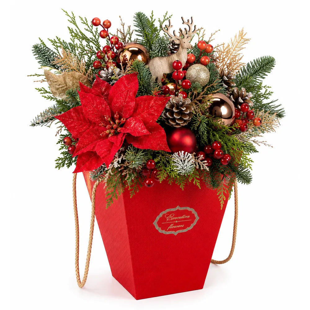 Υφασμάτινη Τσάντα Δώρου Κόκκινη Executive Flowers – 22442