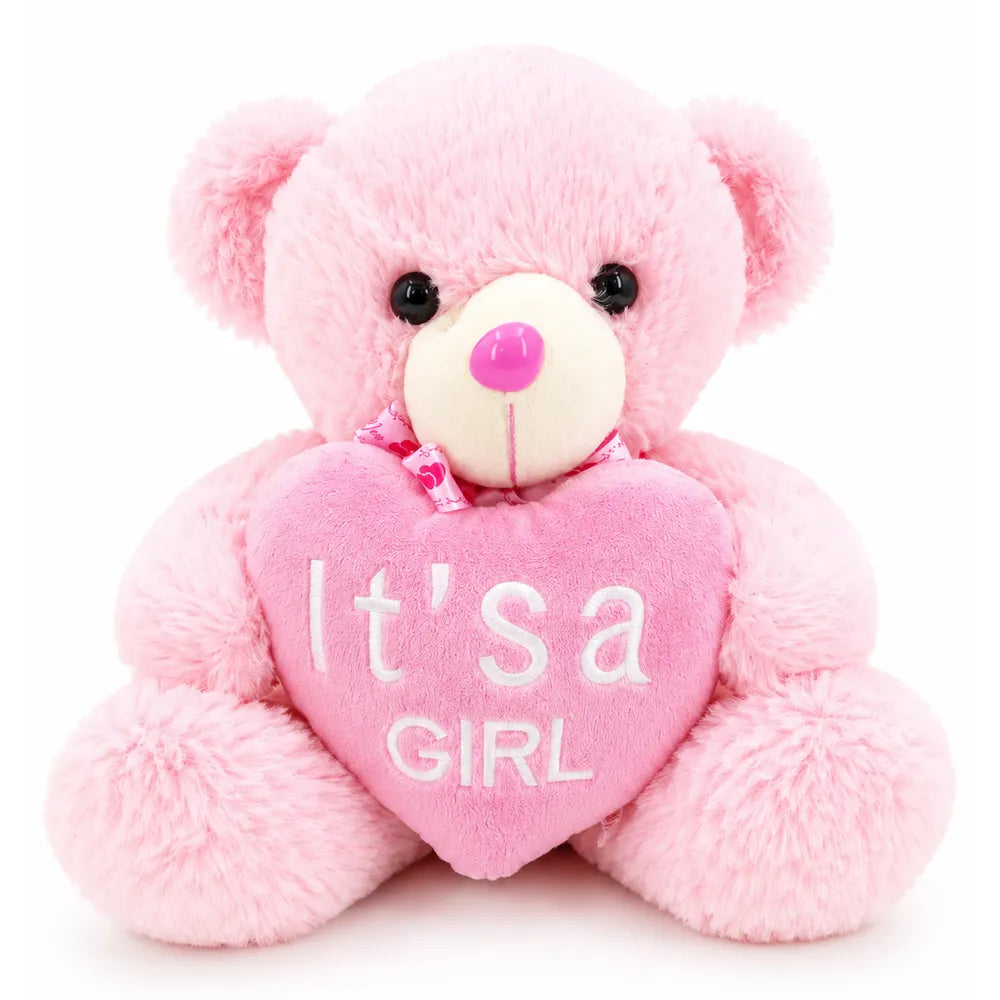 Λούτρινο Αρκουδάκι Ροζ με Καρδιά It's a Girl – 22706-2