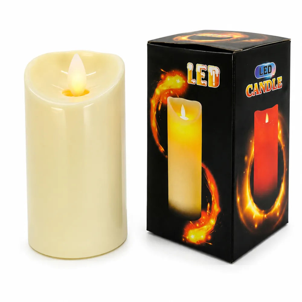 Κερί LED με Κινούμενη Φλόγα Εκρού Μεσαίο – 22778