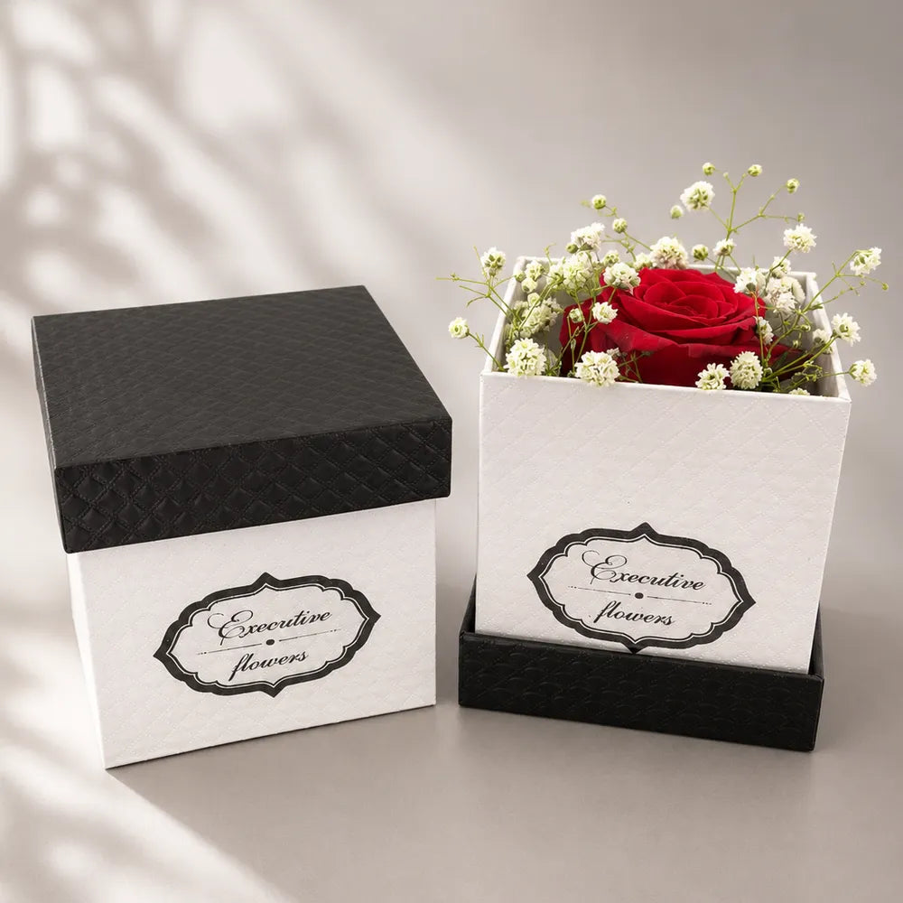 Τετράγωνο Κουτί Executive Flowers Λευκό-Μαύρο – 22809