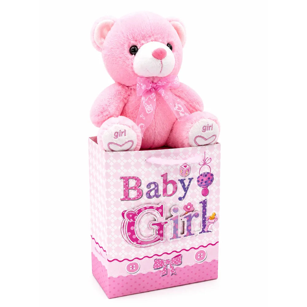 Λούτρινο Αρκουδάκι Ροζ σε Τσάντα Baby Girl – 22850-3