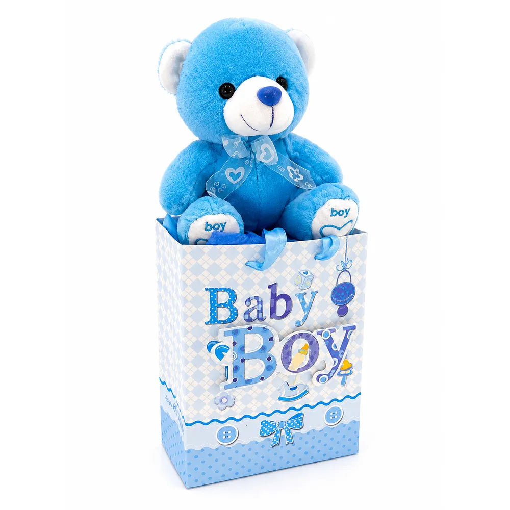 Λούτρινο Αρκουδάκι Γαλάζιο σε Τσάντα Baby Boy – 22851-2