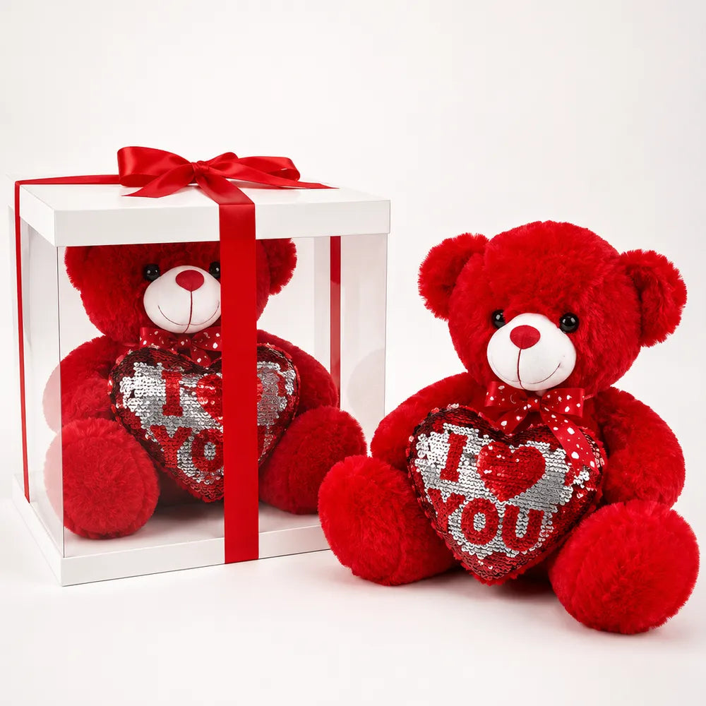 Λούτρινο Αρκουδάκι Boxed Κόκκινο I Love You Παγιέτα – 23085-2