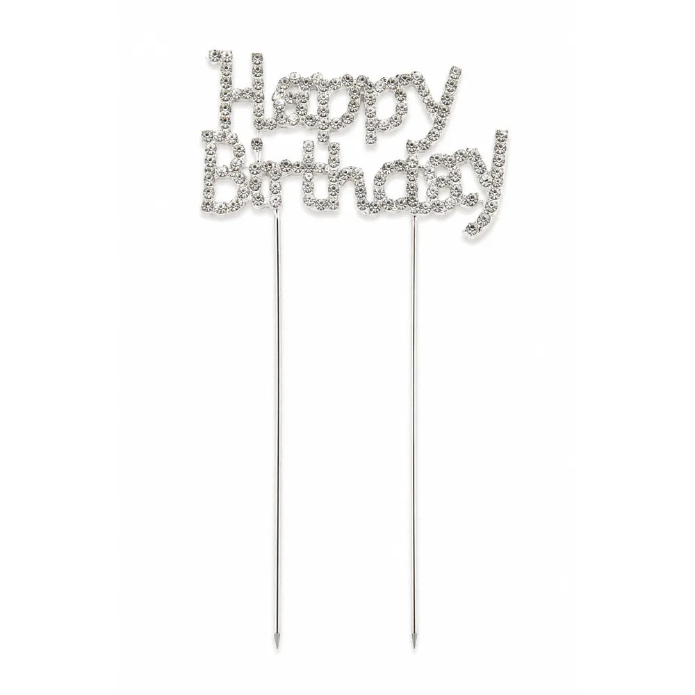 Στρας Διακοσμητικό Τούρτας Happy Birthday Ασημί – 23108