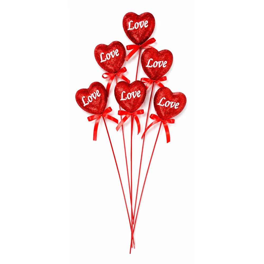 Pick Καρδιά Love με Φιόγκο Σετ 6 Τεμαχίων – 23193