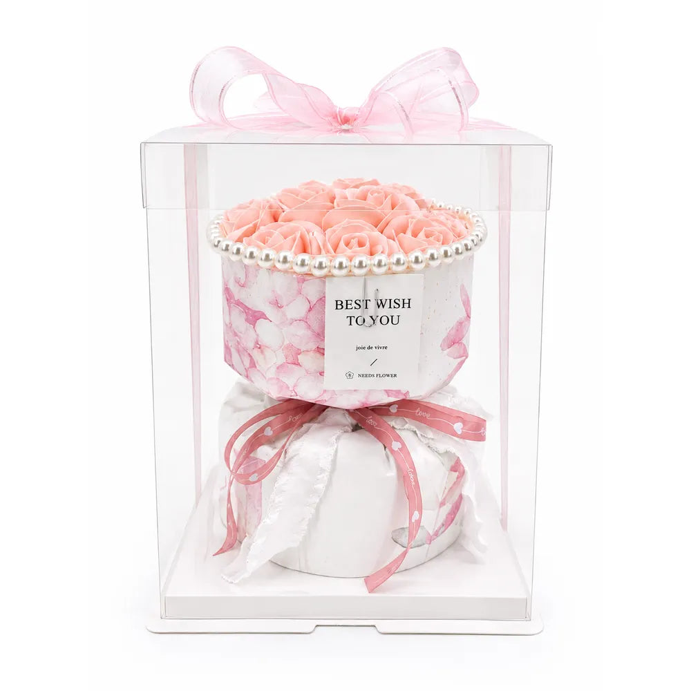 Μπουκέτο με Αρωματικά Rose Soap Μαύρο σε Διάφανο Κουτί  "Best Wish to You" – 23903