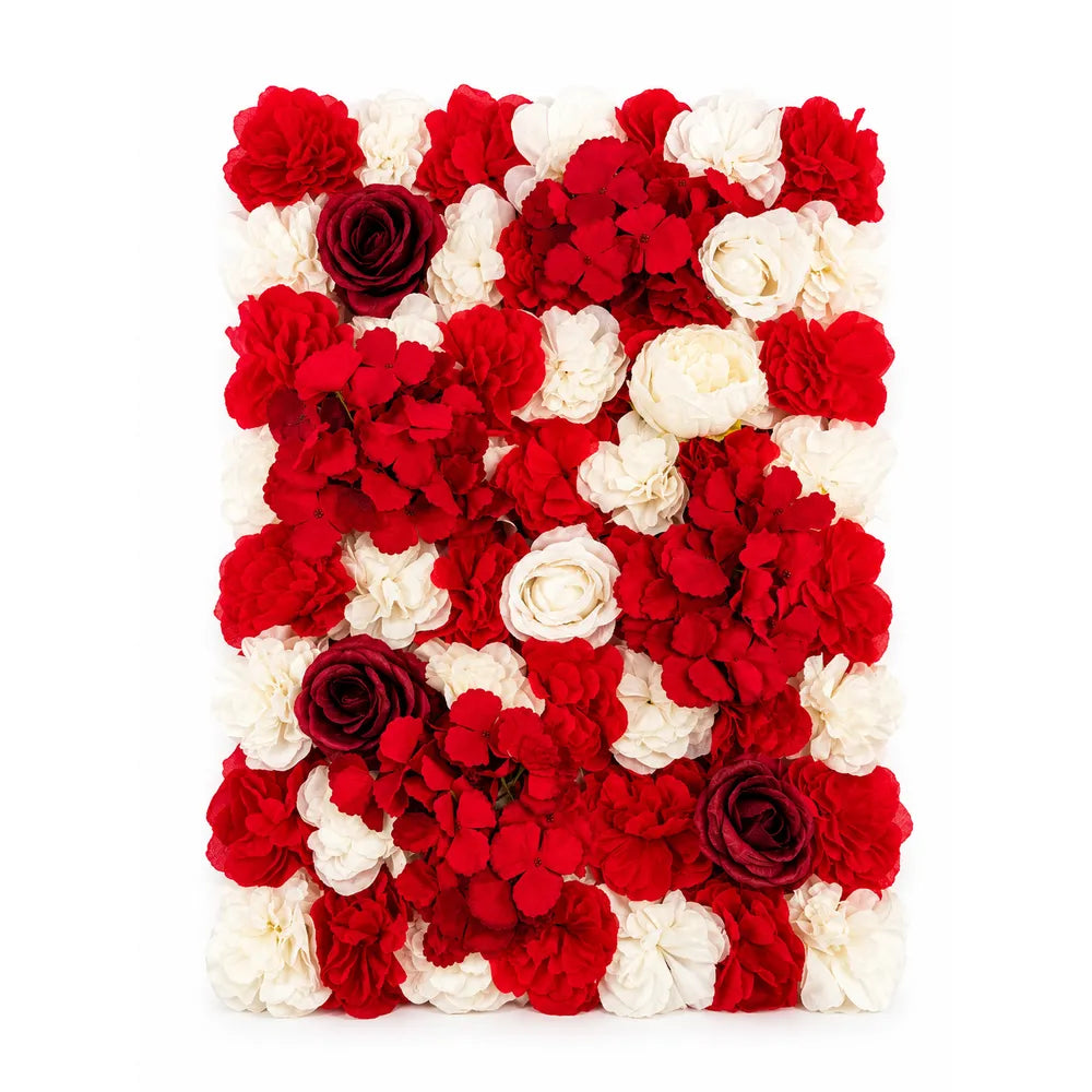 Πάνελ Flower Wall Τεχνητά Λουλούδια Κόκκινο-Λευκό – 24693