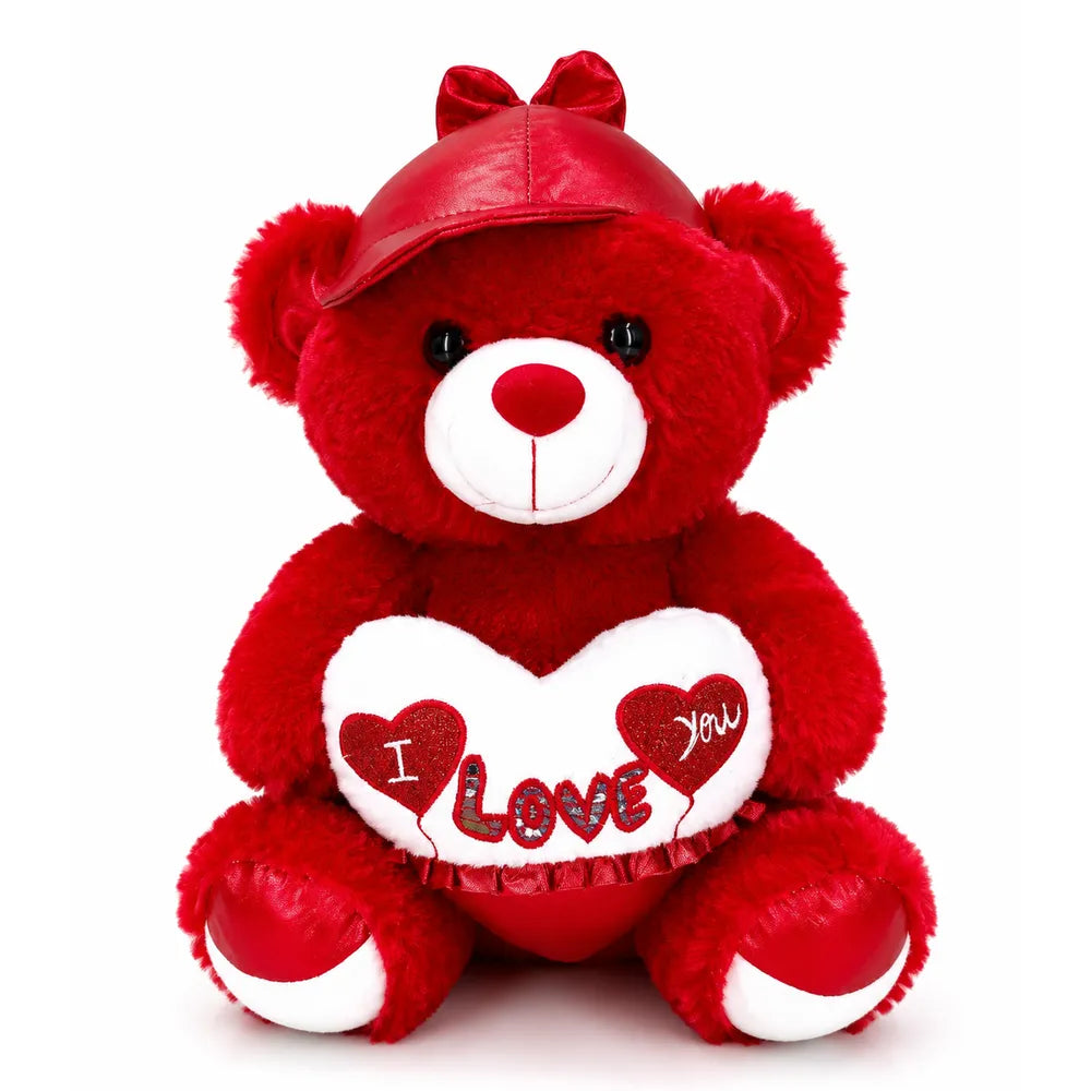 Λούτρινο Αρκουδάκι Κόκκινο με Καπέλο I Love You – 25147