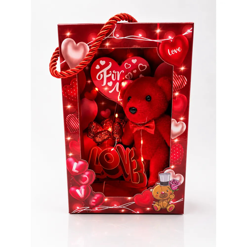 Φωτιζόμενο Κουτί For You με Κόκκινο Αρκουδάκι Love – 25260