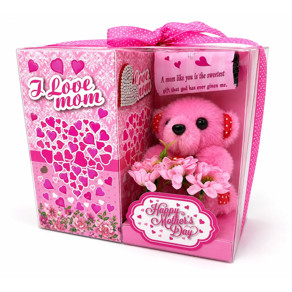 Φωτιζόμενο Κουτί I Love Mom με Ροζ Αρκουδάκι – 25274