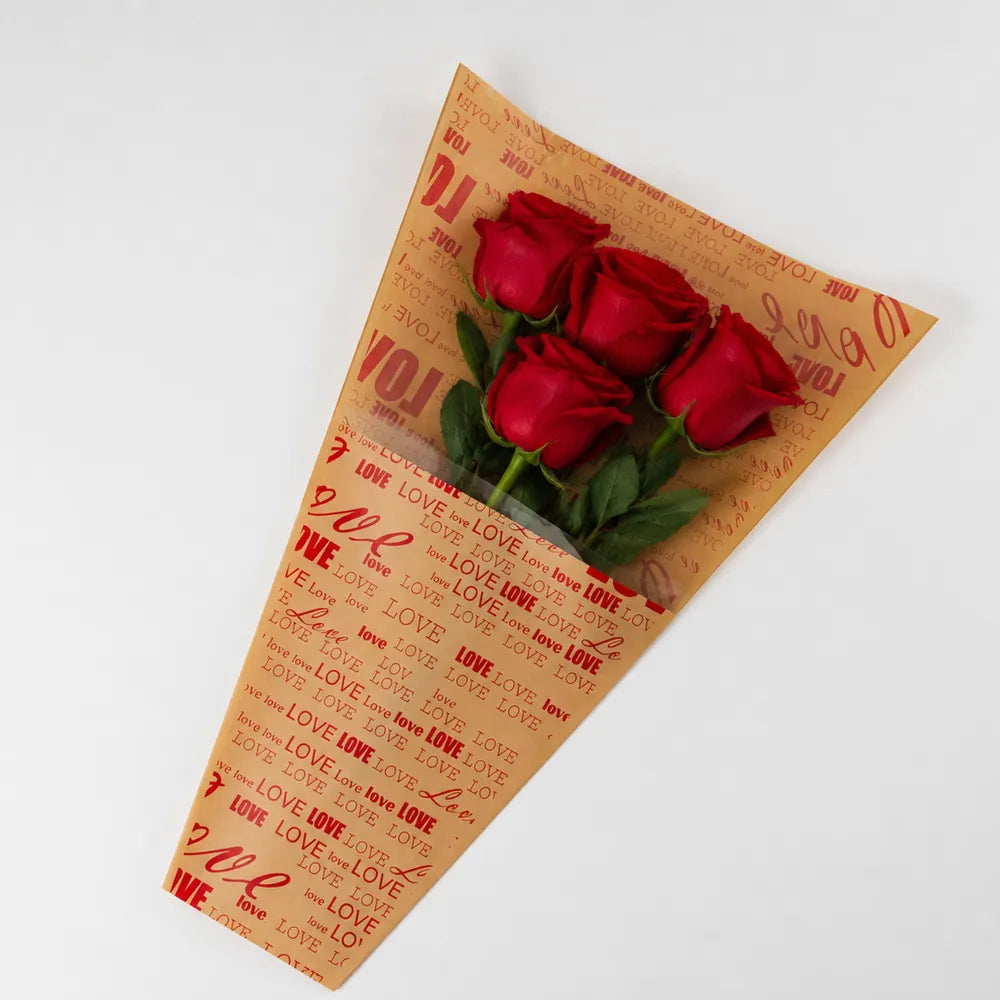 Θήκη Λουλουδιών Kraft με Σχέδιο Love – 25292