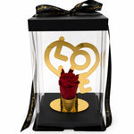 Χρυσό Διακοσμητικό Love με Forever Flower & Διάφανο Κουτί – 25599