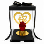 Χρυσό Διακοσμητικό Love με Forever Flower & Διάφανο Κουτί – 25600