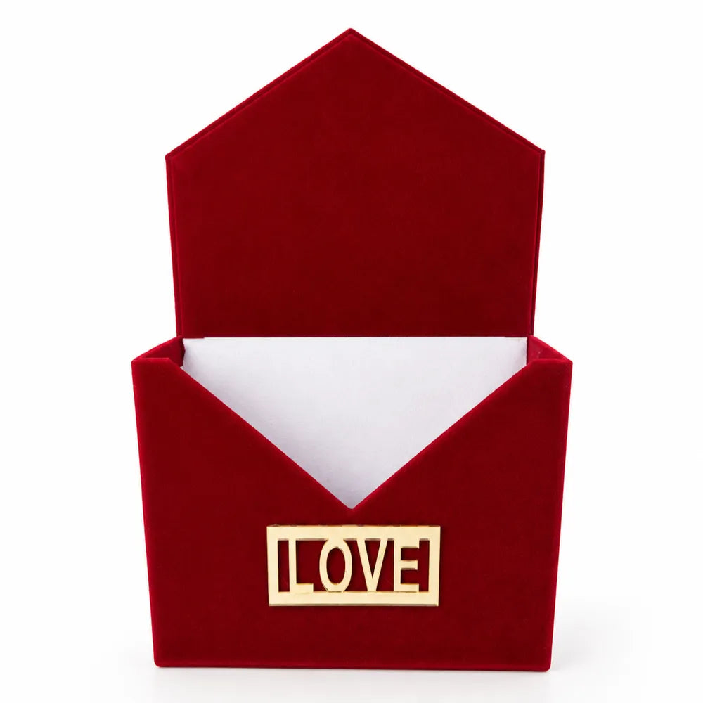 Βελούδινο Κουτί Φάκελος Love Μπορντό – 25618