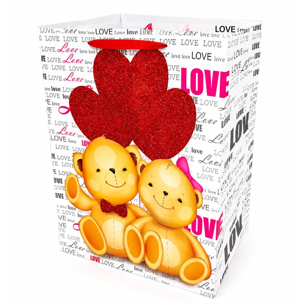 Χάρτινη Τσάντα Δώρου Δύο Αρκουδάκια Love Πολύ Μεγάλη – 25634-1