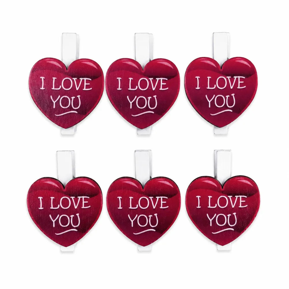 Μανταλάκι Καρδιά I Love You Μπορντό Σετ 6 Τεμαχίων – 25656