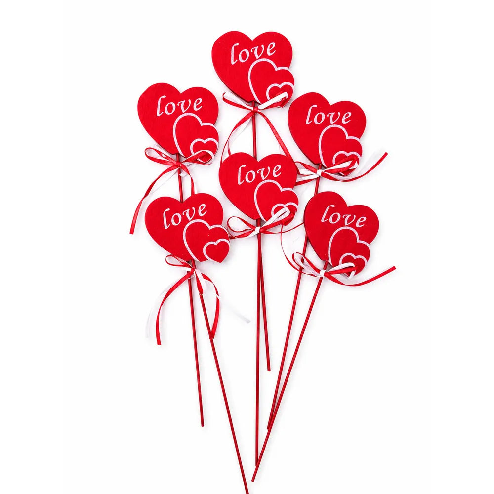 Pick Καρδιά Love με Φιόγκο Σετ 6 Τεμαχίων – 25658