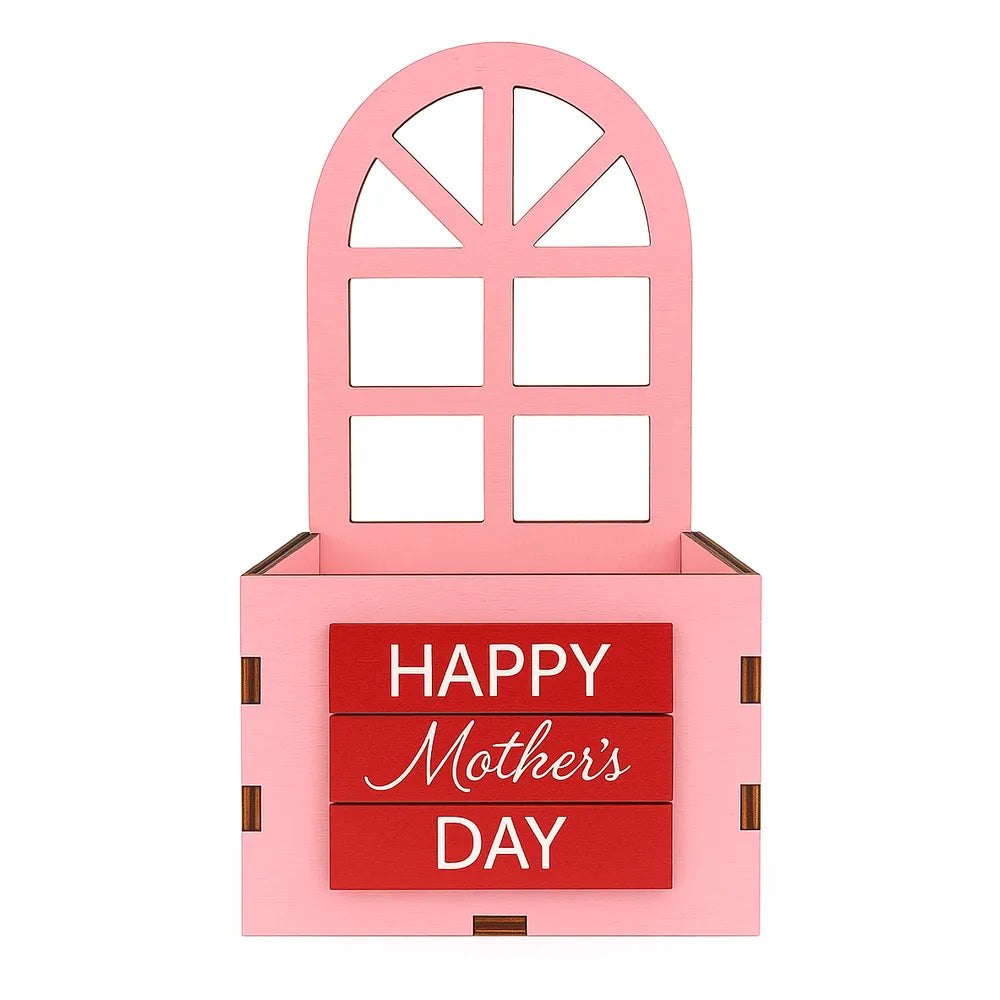 Ξύλινο Κασπώ Ροζ Παράθυρο Happy Mother's Day – 26068