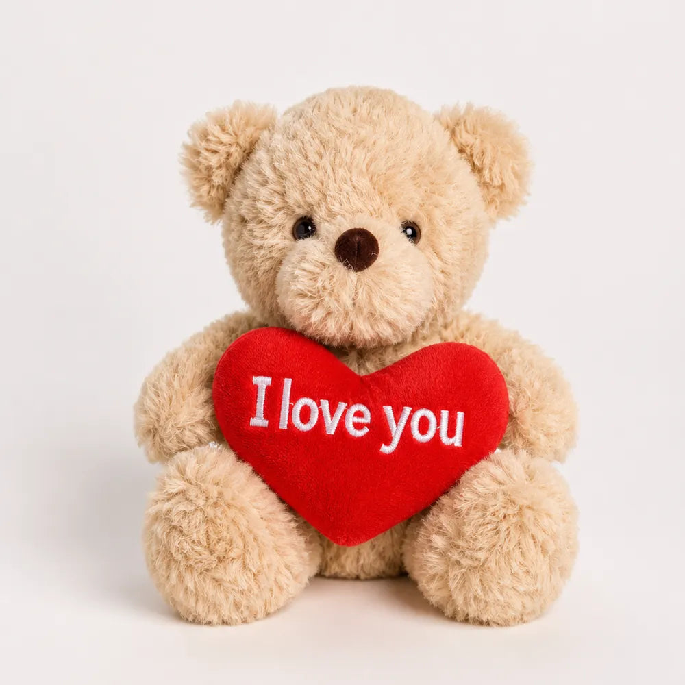 Λούτρινο Αρκουδάκι Μπεζ I Love You Καρδιά – 26154