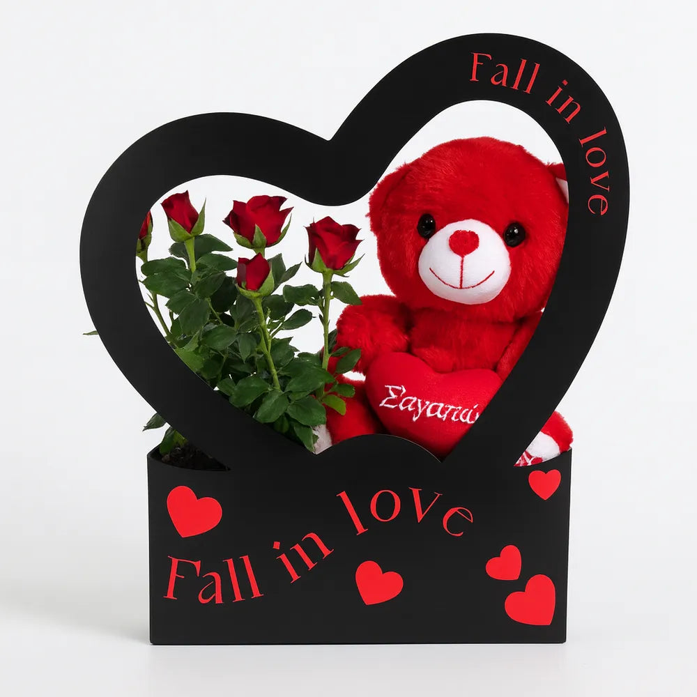 Ξύλινο Πλαίσιο Καρδιά Fall in Love Μαύρο – 26315