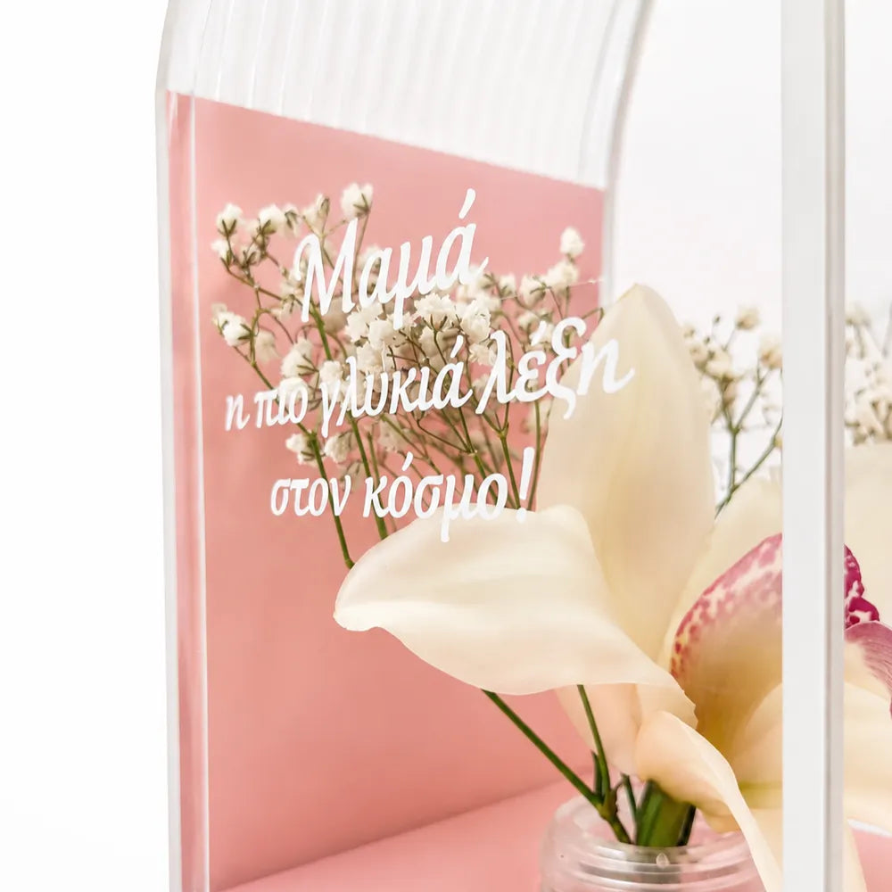 Διάφανο Κουτί για Ορχιδέα Cymbidium με Ροζ Βάση – 26495