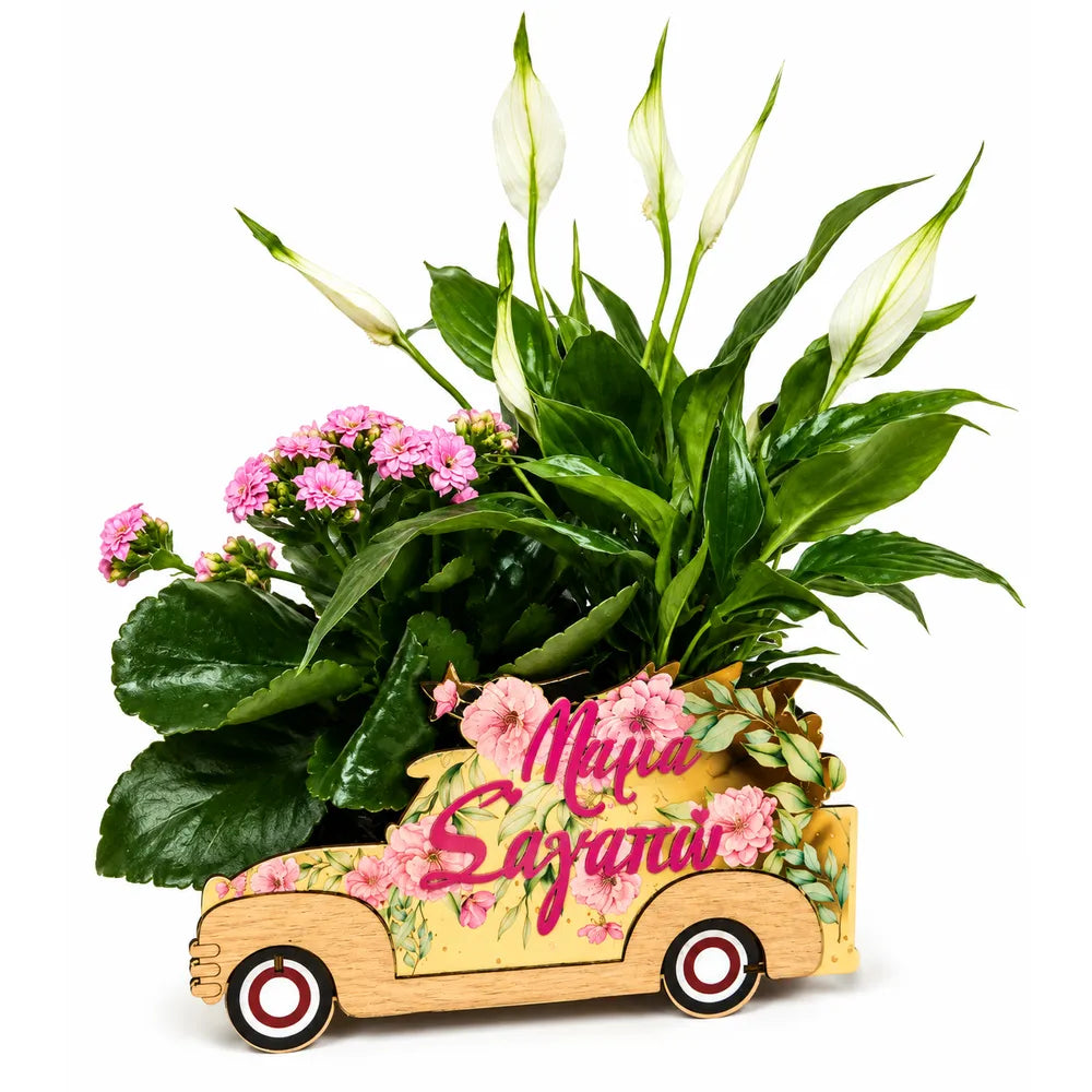 Ξύλινο Κασπώ Αυτοκινητάκι Φυσικό Floral Μαμά Σ' Αγαπώ – 26521