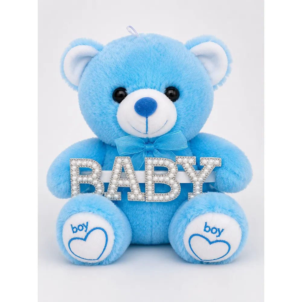 Λούτρινο Αρκουδάκι Γαλάζιο με Πέρλες BABY Boy – 26775