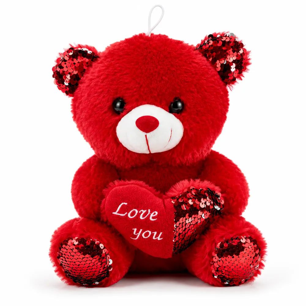 Λούτρινο Αρκουδάκι Κόκκινο Παγιέτα Love You – 27251