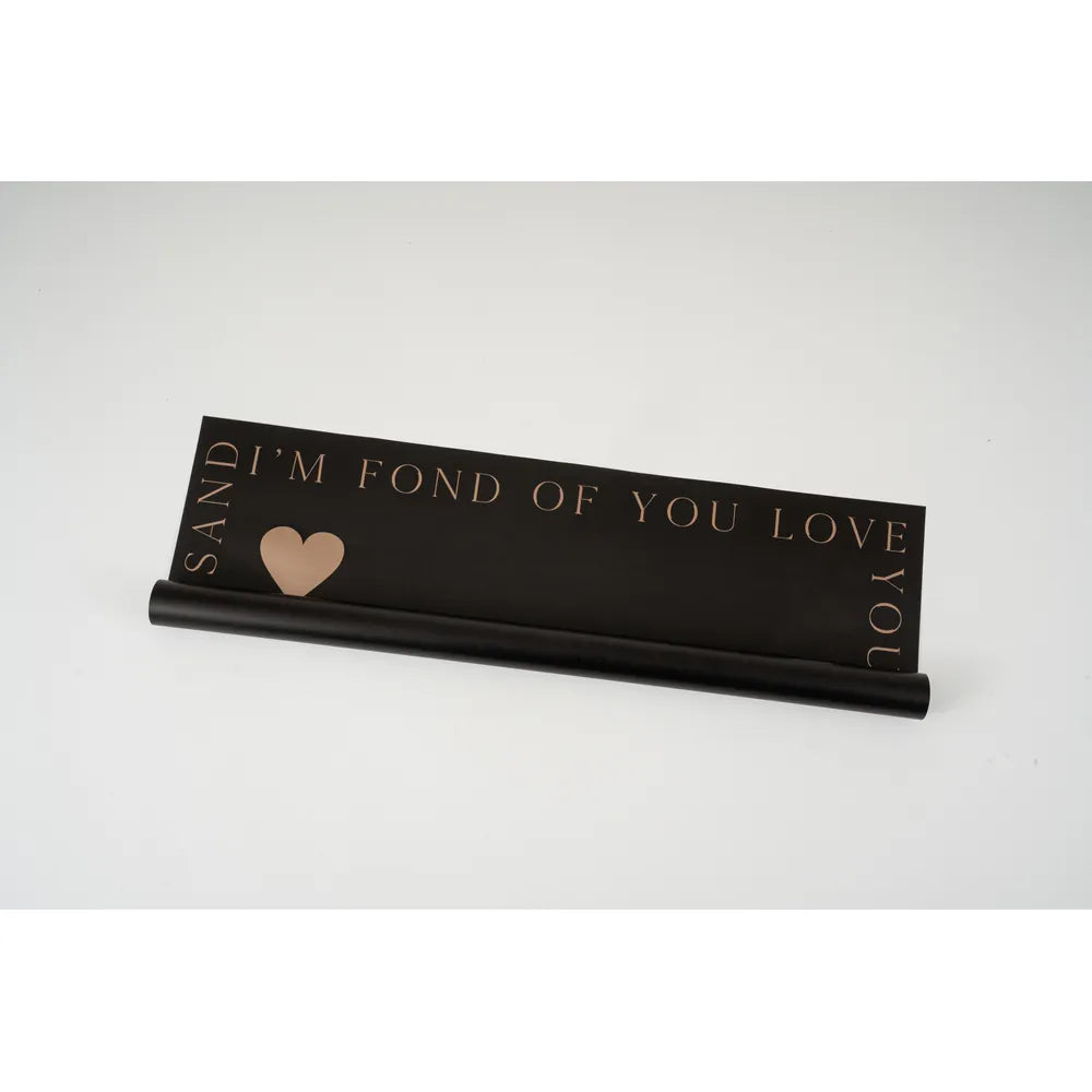 Αδιάβροχο Φύλλο Περιτυλίγματος Μαύρο I'm Fond of You με Καρδιά – 27378