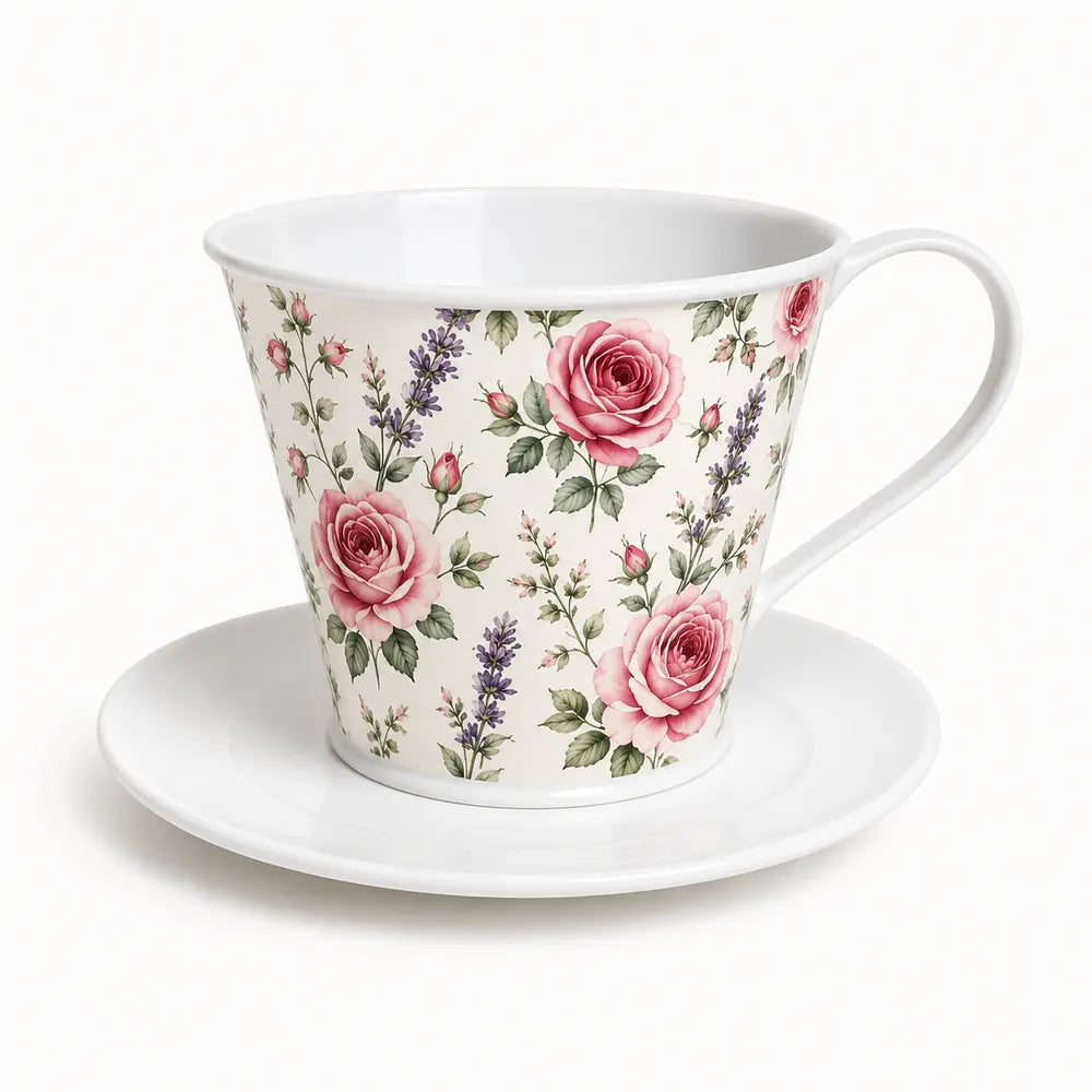 Πορσελάνινο Φλιτζάνι Κασπώ με Πιατάκι Floral Roses – 27600